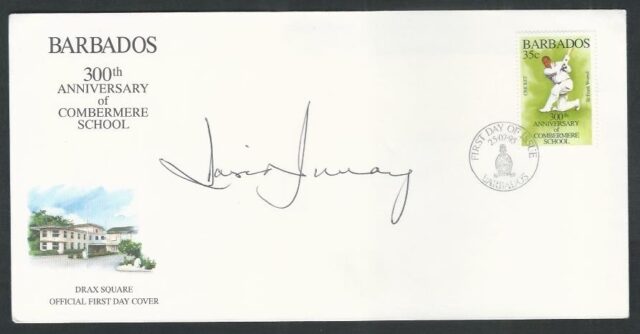 Barbados Cover with 300 th Anniversary of combernere school , Cricket and Stamps on cover with Cricekter Autographed. 1995 - RJ-2456