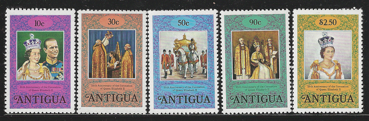 Antigua, Complete Set, 25th Anniversary of Coronation of Queen Elizabeth II, Mint - VVV00611