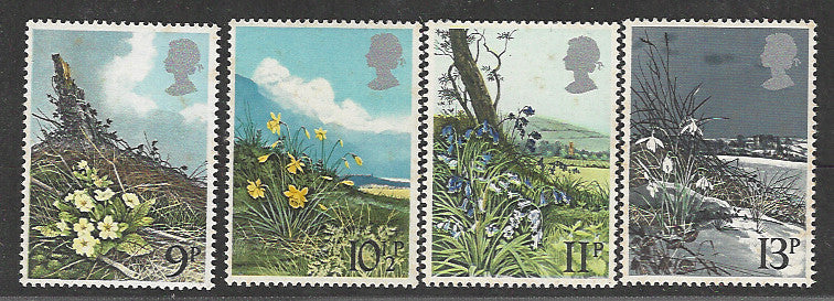 Great Britain Stamps, Complete Set of 4 Values, Mint, Backside Few Stains - VVV00662