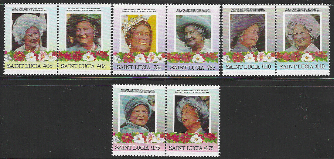 Staint Lucia Stamps - Setenatnt Pair of 4 VAuues, Queen mother - VVV01227