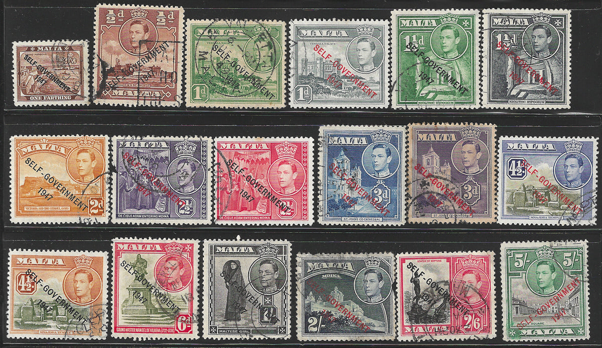 Malta Used Complete set to 5 shilling Overprinted as Self Government - VVV1851