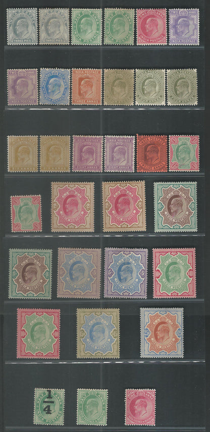 British India King Edward VII C S of 32 Stamps, Mounted Mint , Extremely Rare - MMM0031