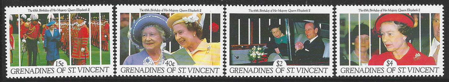 Grenadines of St.Vincent - Complete Set, 65th Birthday of Her Majesty Queen Elizabeth II, Mint - VVV00415