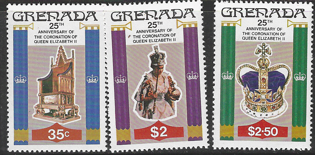 Grenada, Complete Set, 25th Anniversary of Coronation of Queen Elizabeth II, Mint - VVV00437