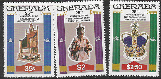 Grenada, Complete Set, 25th Anniversary of Coronation of Queen Elizabeth II, Mint - VVV00437