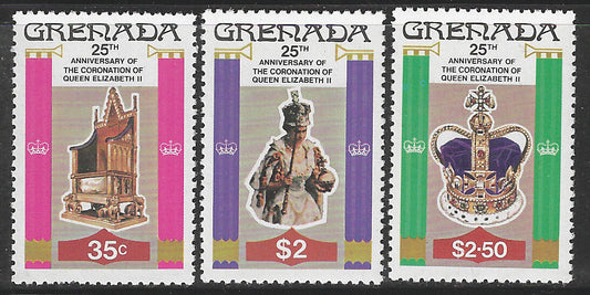 Grenada, Complete Set, 25th Anniversary of Coronation of Queen Elizabeth II, Mint - VVV00439