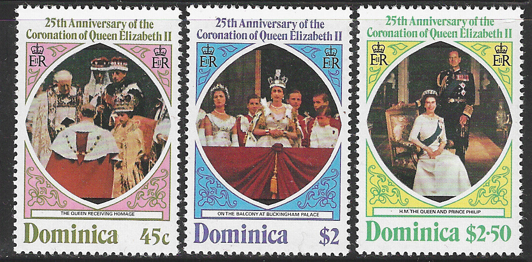 Dominica, Complete Set, 25th Anniversary of Coronation of Queen Elizabeth II, Mint - VVV00440