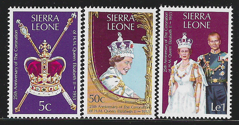 Sierra Leone, Complete Set, 25th Anniversary of Coronation H.M Queen Elizabeth II, Mint, 1953 - VVV00447