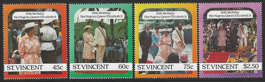 St. Vincent, Complete Set, 60th Birthday Her Majesty Queen Elizabeth II, Mint - VVV00455