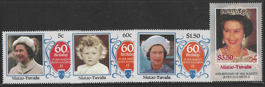 Niutao - Tuvalu, Complete Set, 60th Birthday of Her Majesty Queen Elizabeth II, Mint - VVV00504