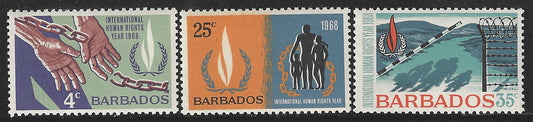 Barbados, Complete Set, International Human Rights 1968, Mint - VVV00535