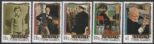 Aitutaki Cook Islands, Complete Set, Centenary Birth of Wingston Churchil 1974, Mint - VVV00565