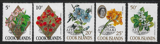 Aitutaki Cook Islands, Complete Set, Different Values of Flowers, Mint - VVV00605