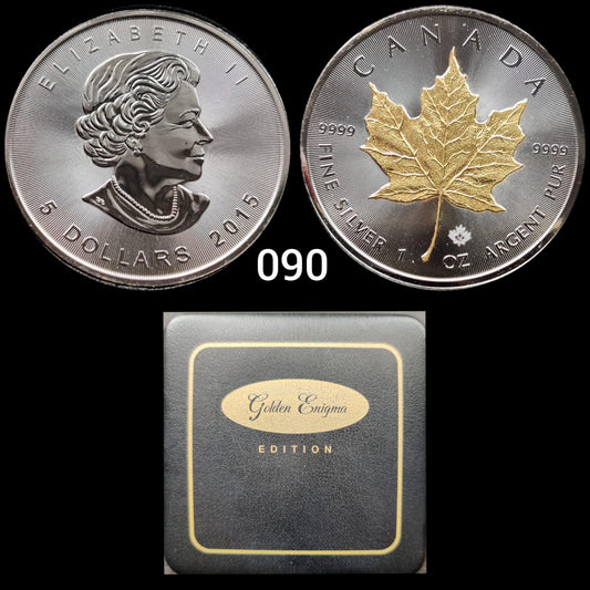 Canada 5 Dollars Silver Coins - black coin issue features the Maple Leaf in gold with all filigree details