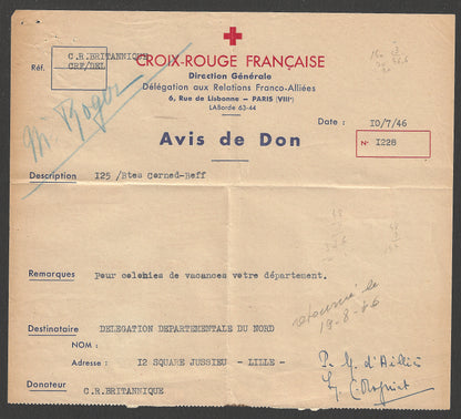 France - Red Cross from CRPF Letter Postally used  with Francing Cancellation, 1942  - CCC2309