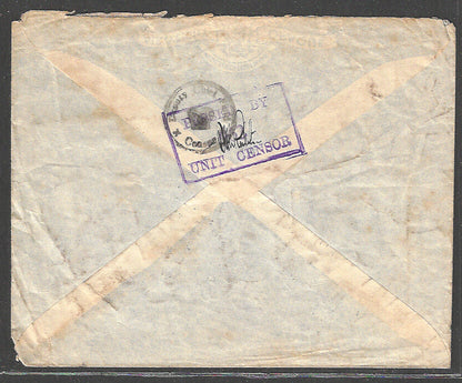 British india airmail rom Coonor to England with Passed by the Unit Censor and Signed by C Base?/ Cancellation, 1941  - CCC2312
