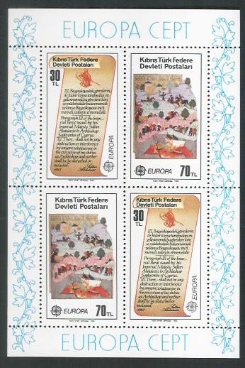 Northern Cyprus Stamps – Miniatue sheet – Europa Cept. 1982 - Below Face Value - DDD0003