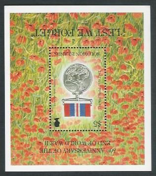 Solomon Islands Stamps Miniature sheet – 50 th Anniversary of The World War II – Medal - DDD0006