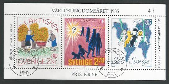 Sverige Stamps Miniatre Sheet – Paintings , 1985 , Used - DDD0024