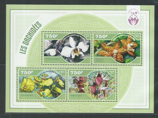Togolaise MS Stamps – Orchids – Odd vareity / Unusual – Scented / Perfumed stamps, 2014 – DS9254