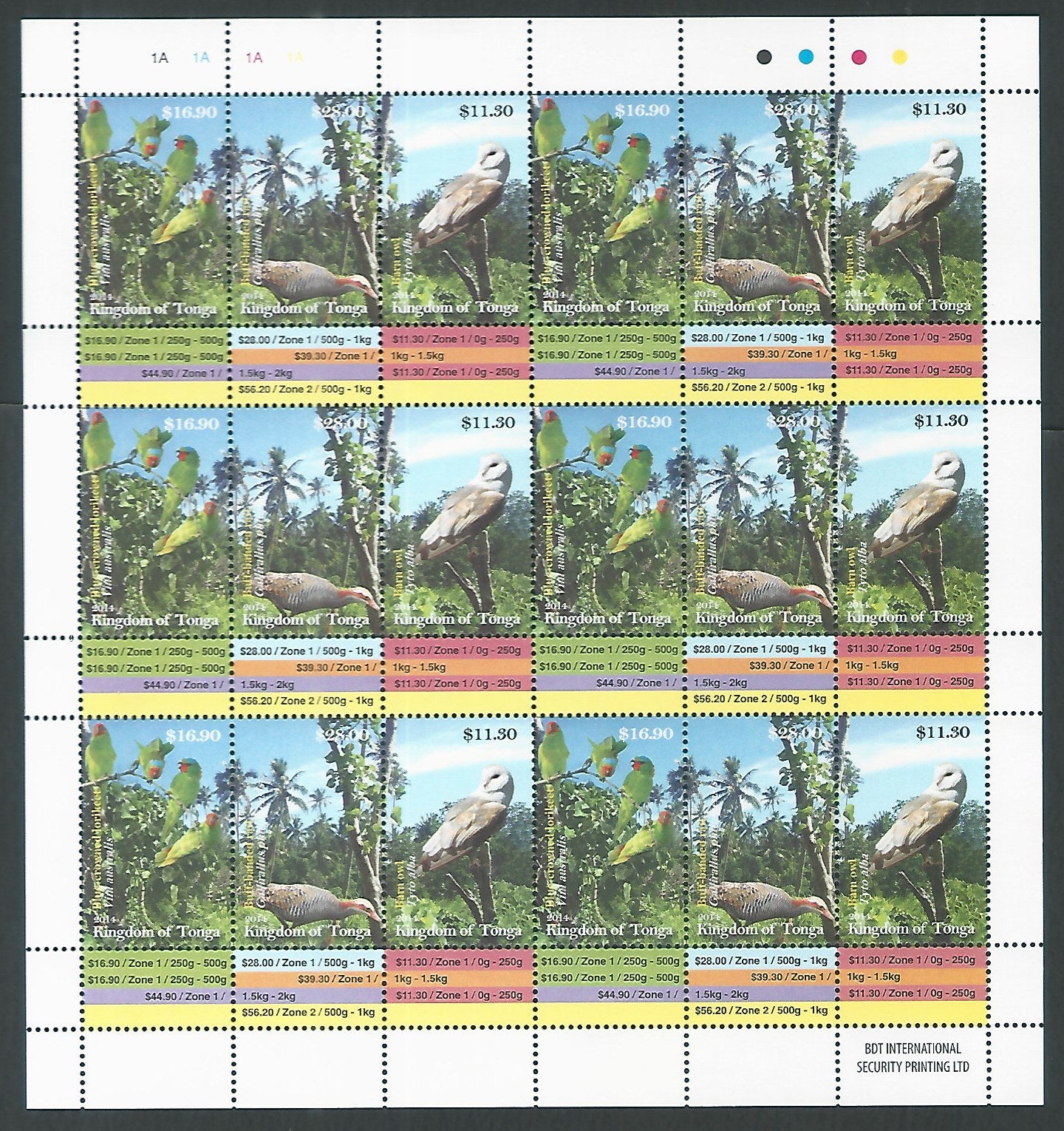Tonga Full Sheet of Flaora and Fauna , birds – DS9267