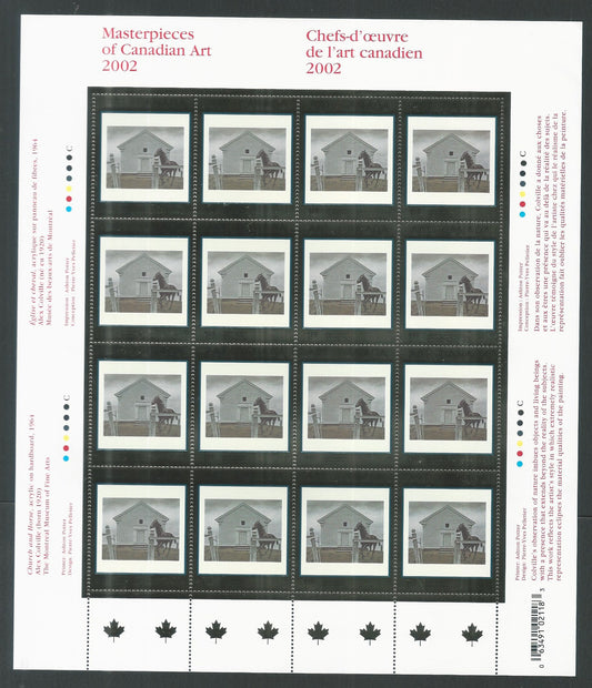 Canada stamps- full Sheet – Master Pieces of Candaian Art 2002 with silver Foil – DS9275