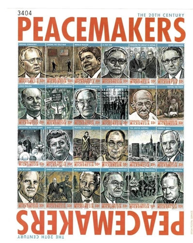 Micronesia stamps – Full sheet – Peacemakers Gandhi, JFK sheet of 24 stamps – DS9288