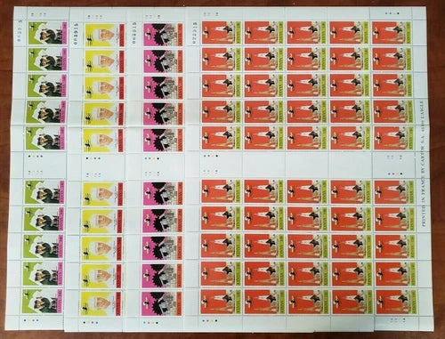 Kenya stamps- full Sheet – Nehru – cenrenaty of India 1 stt Prime minster Nehru Complete sett of 4 Values Sheet of 50 stamps, Rare -DS9294