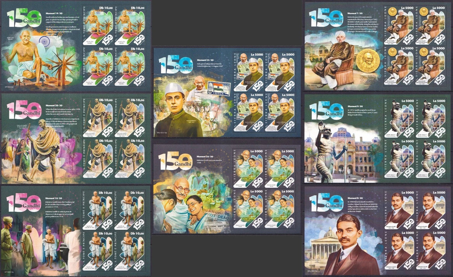 Mahatma Gandhi Moments of India , 2019 - 24 Full sheet, Mint - DS9415