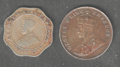 British India King George Coisn of 8 as and 4 as, Calcutta Mint, Used - special Lot 30