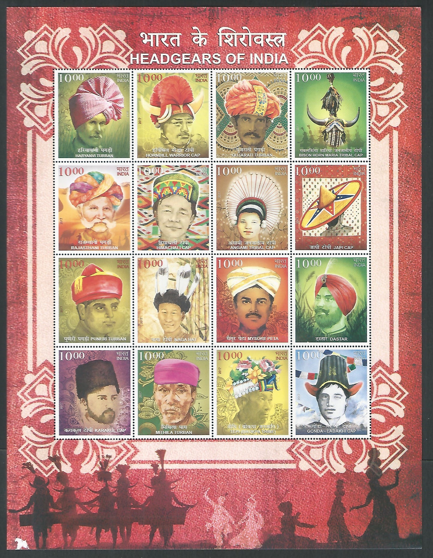 Indian Stamps - Miniature Sheets - Headgears of India , 2017 - EEE055