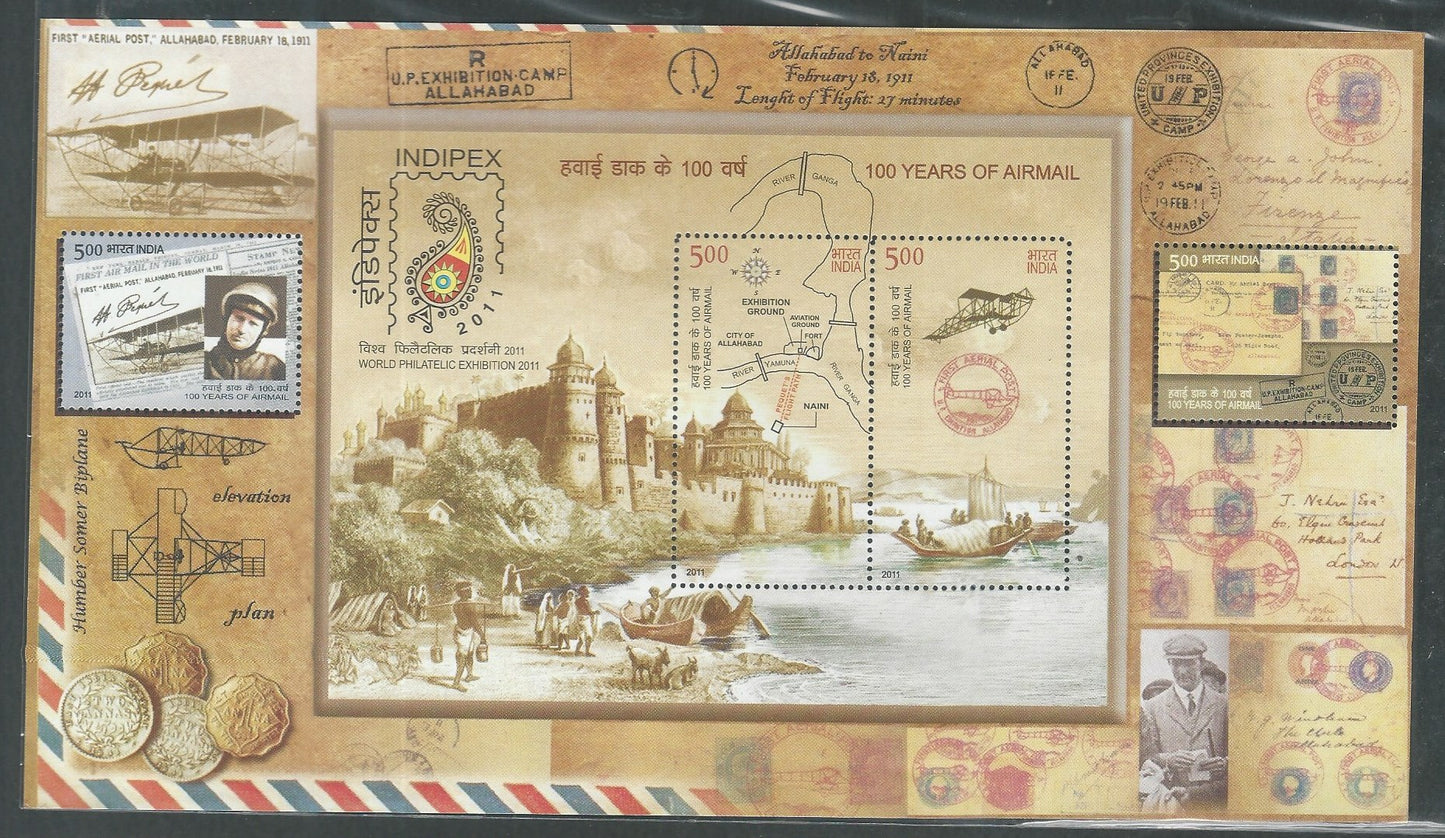 Indian Stamps - Miniature Sheets -100 Years of Airmail , 2011 - EEE129
