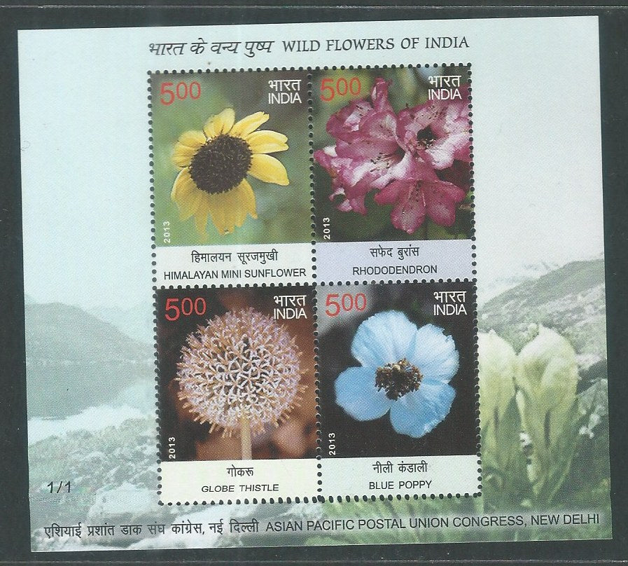 Indian Stamps - Miniature Sheets - Flowers of Inda 1/1 , 2013 - EEE137