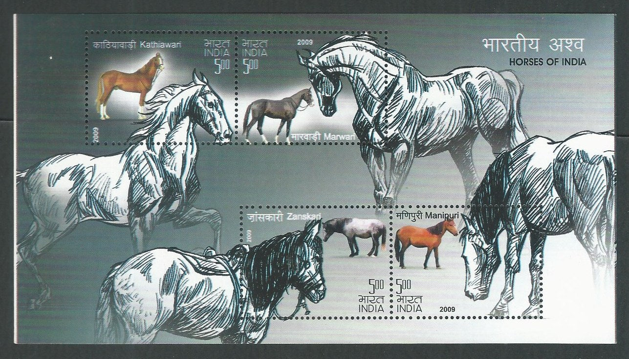 Indian Stamps - Miniature Sheets - Horses of India , 2009 - EEE143