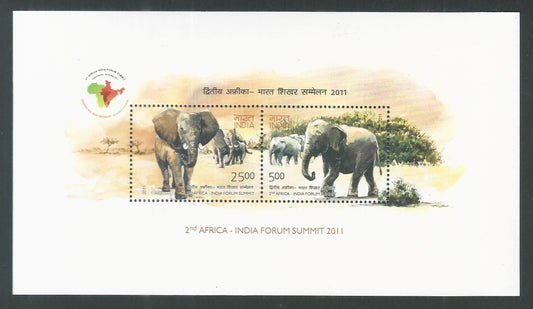 Indian Stamps - Miniature Sheets - 2nd Africa - india Forum Summit - elephant , 2011 - EEE146