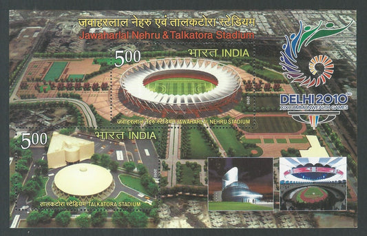 Indian Stamps - Miniature Sheets - Jawaharlal Nehru and Talkatora Stadium, Commonwealth Games , 2010 - EEE160