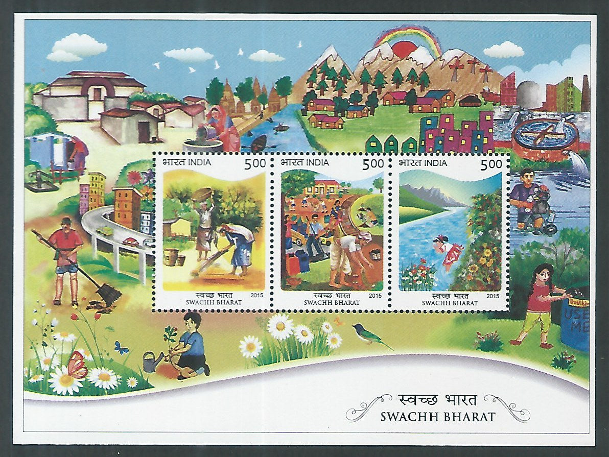 Indian Stamps - Miniature Sheets - Swachh Bharat , 2015 - EEE169