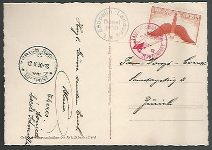 Helvetia  Picture Post Card - Zeppelin : 1930 Switzerland Flight, Basel - Zurich, Rare - FC5245