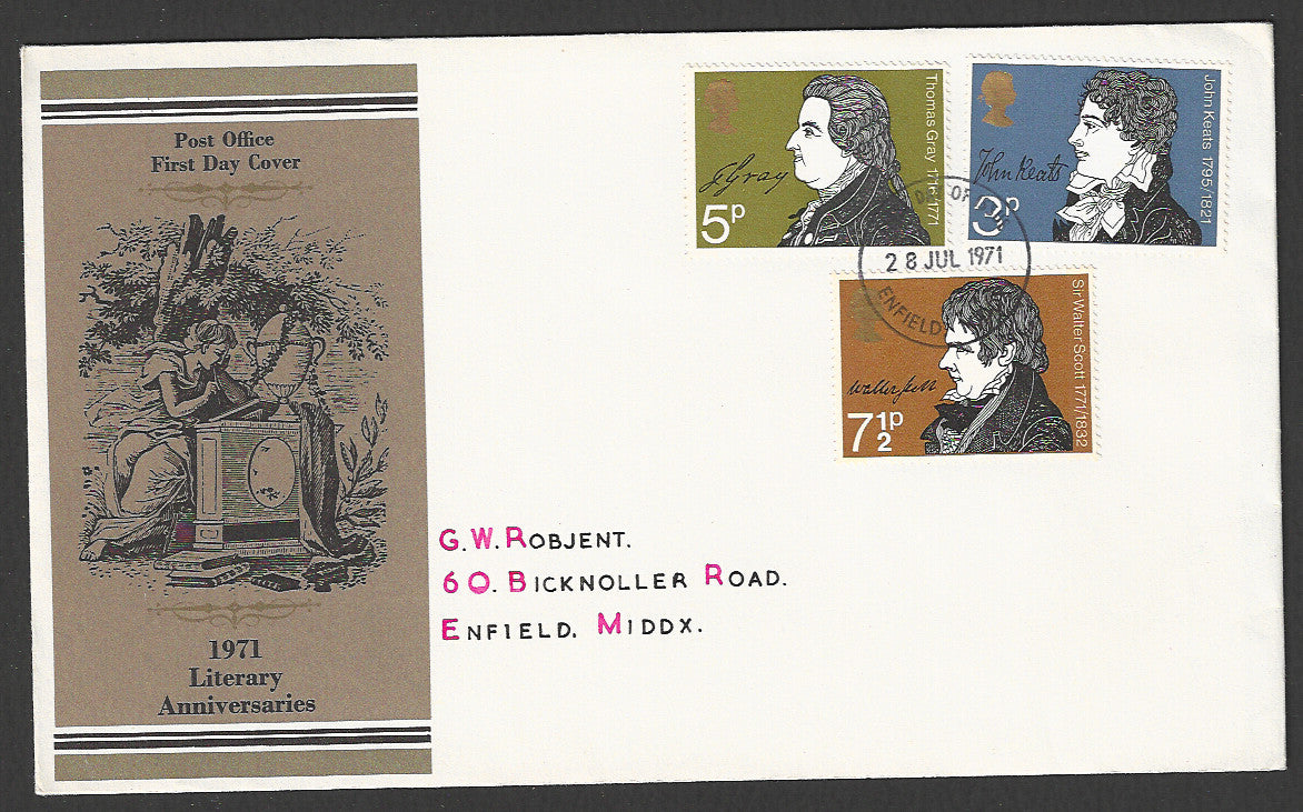 Great  Britain FDC - Literary Anniversaries, 1971  - GGG00009