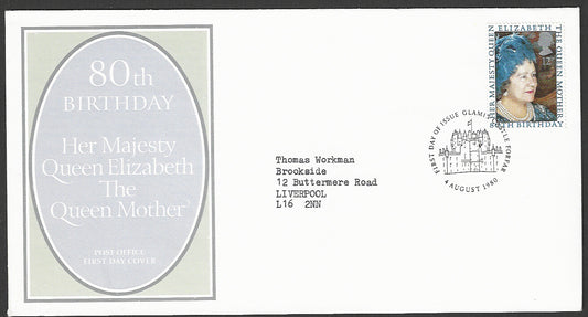 Great  Britain FDC - Her Majesty Queen Elizabeth the Queen Mother 80th Birthday - GGG00096