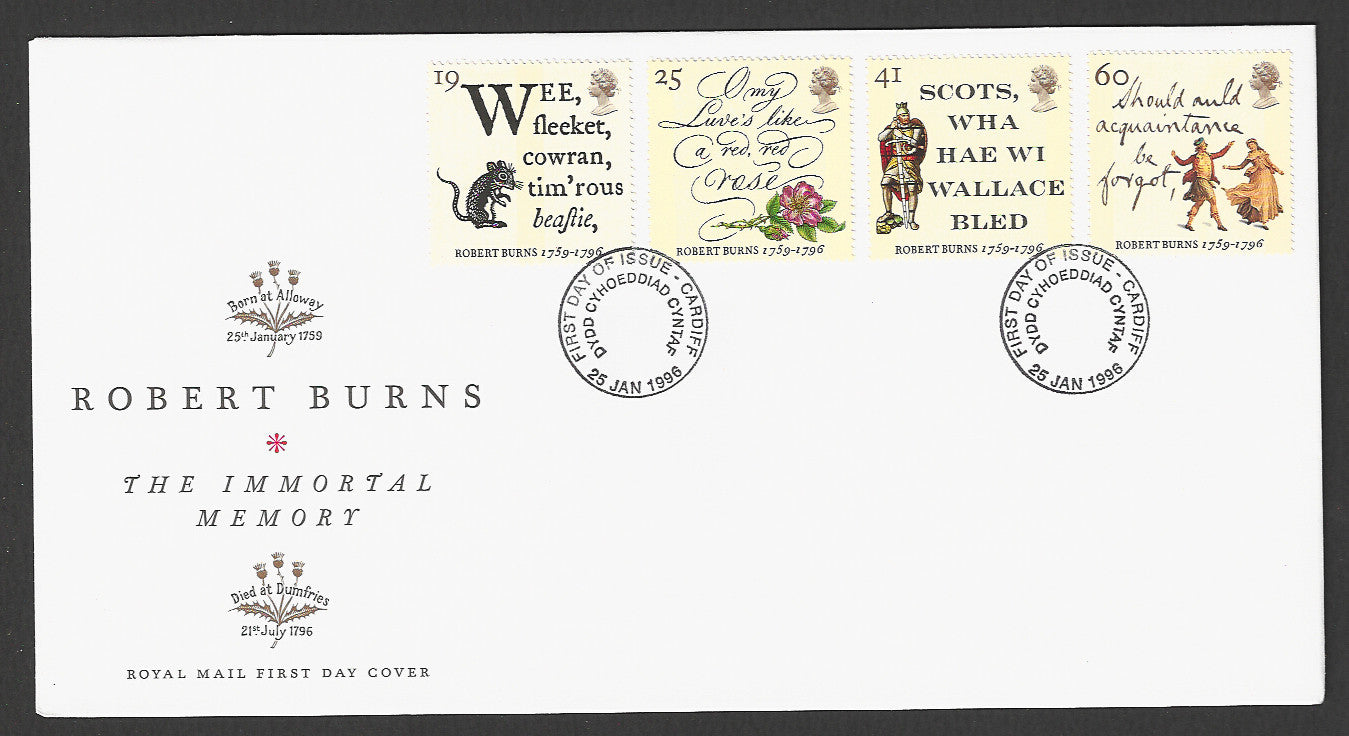 Great  Britain FDC - Robert Burns The Immortal Memory, 1996 - GGG00165