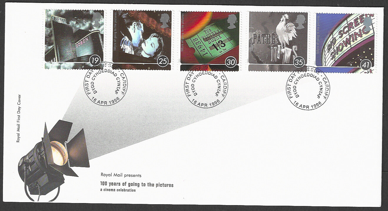 Great  Britain FDC - 100 Years of going to the pictures Set of Five, 1996 - GGG00167
