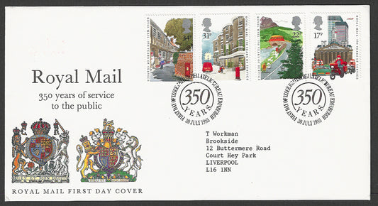 Great  Britain FDC - 350 Years of Service to the Public Royal Mail, 1985 - GGG00290