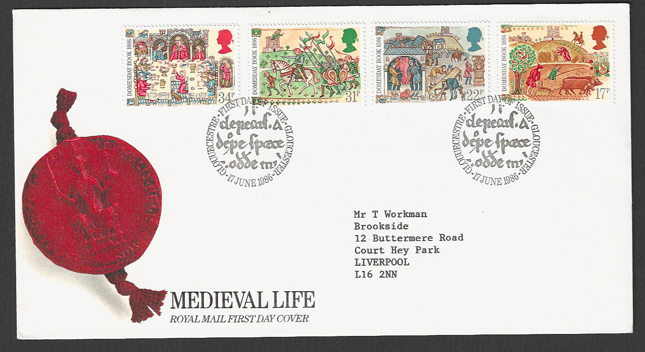 Great  Britain FDC - Medieval Life Domesday Book, 1986 - GGG00294