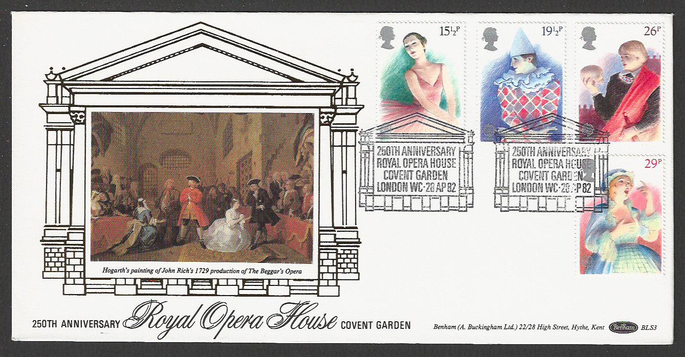Great  Britain FDC - Hogarth's Painting of John Richs Royal Opera House, 1982 - GGG00307