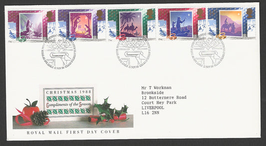 Great  Britain FDC - Christmas Compliments of the Season, 1988 - GGG00315