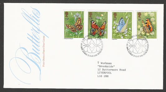 Great  Britain FDC - Diffrenet Butterflies Set of 4 Value, 1981 - GGG00319