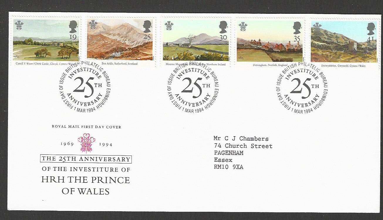 Great  Britain FDC - 25th Anniversary of the Investiture of HRH The Prince of Wales, 1994 - GGG00334