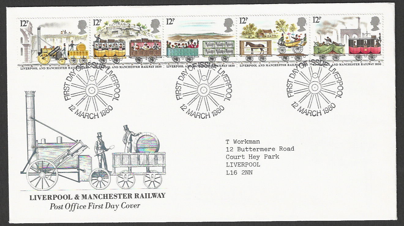 Great  Britain FDC - Liverpool & Manchester Railway, 1980 - GGG00381