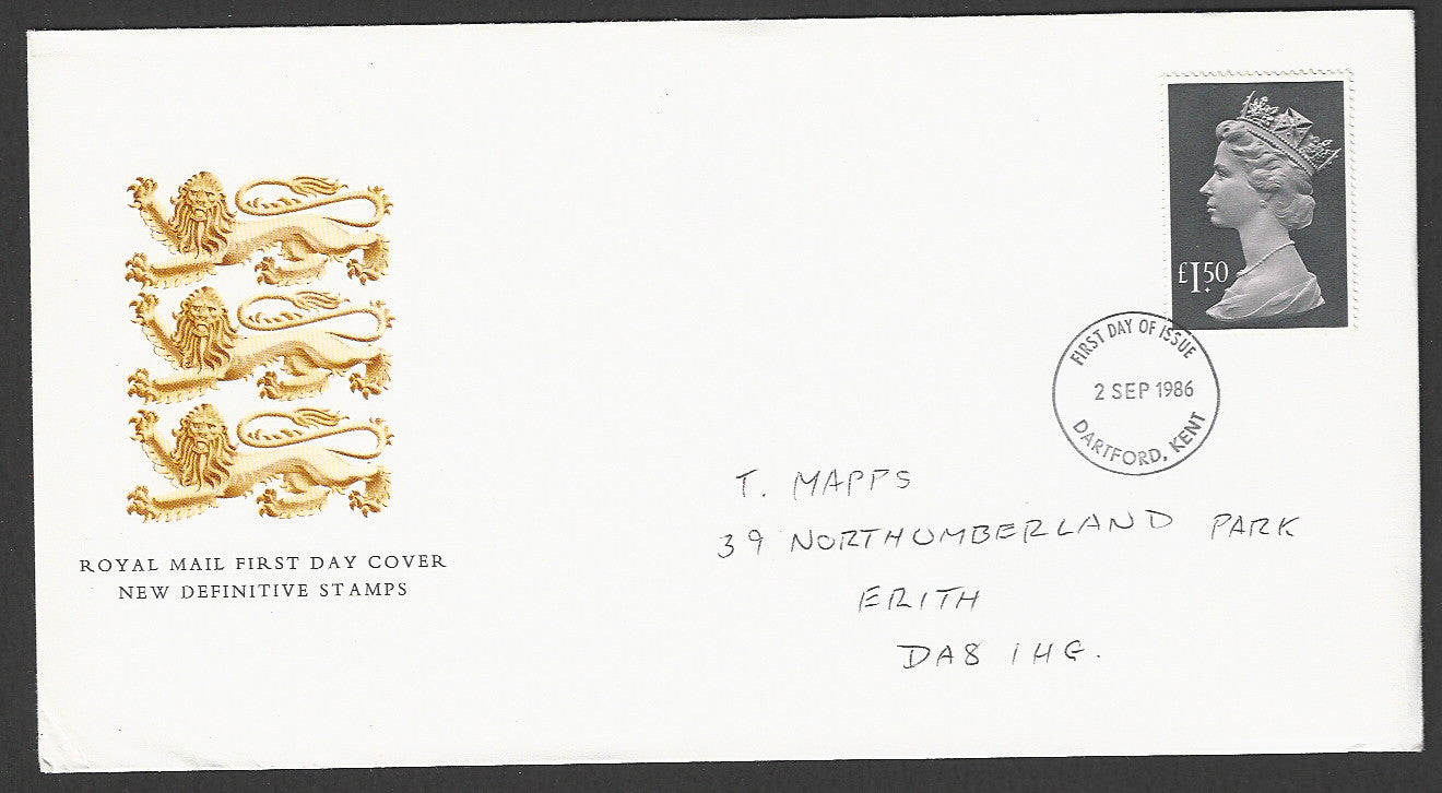 Great  Britain FDC - New Definitive Stamp Royal Mail, 1986 - GGG00390
